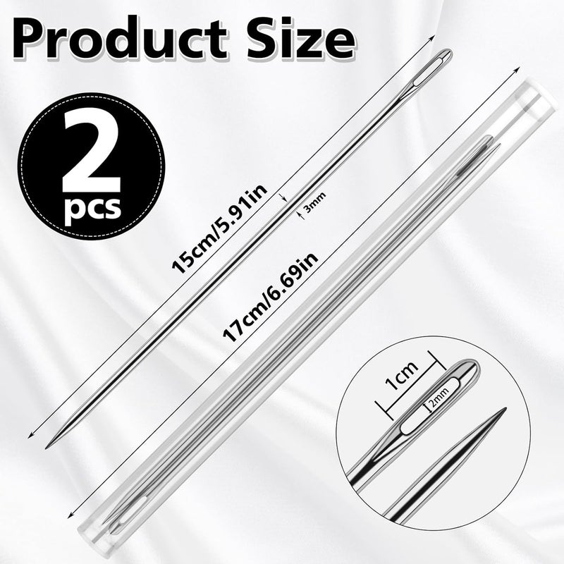 JUPEAN 2 Pcs Large Sewing Needle 6" Upholstery Needles for Hand Sewing Embroidery Needles Tapestry Needle with Storage Tube for Stitching and Crafting - Image 2